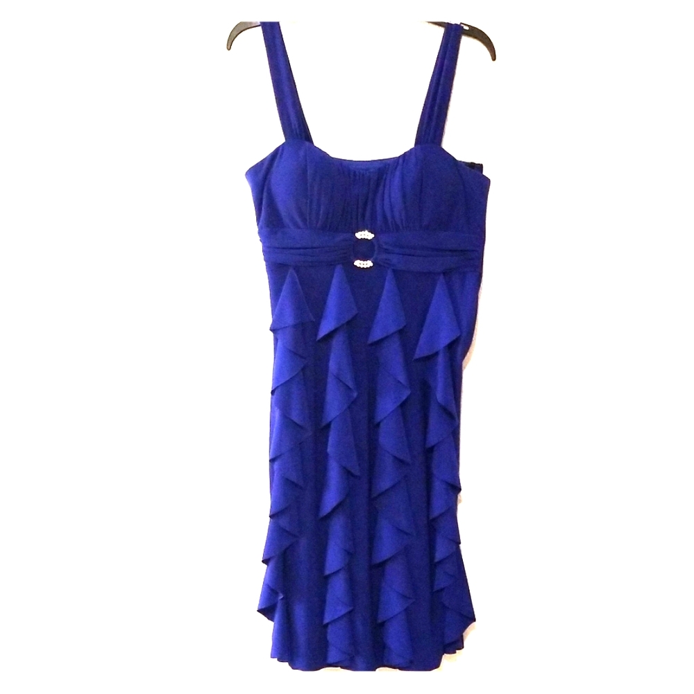 Betsy & Adam Blue Dress w/ Circle Rhinestone